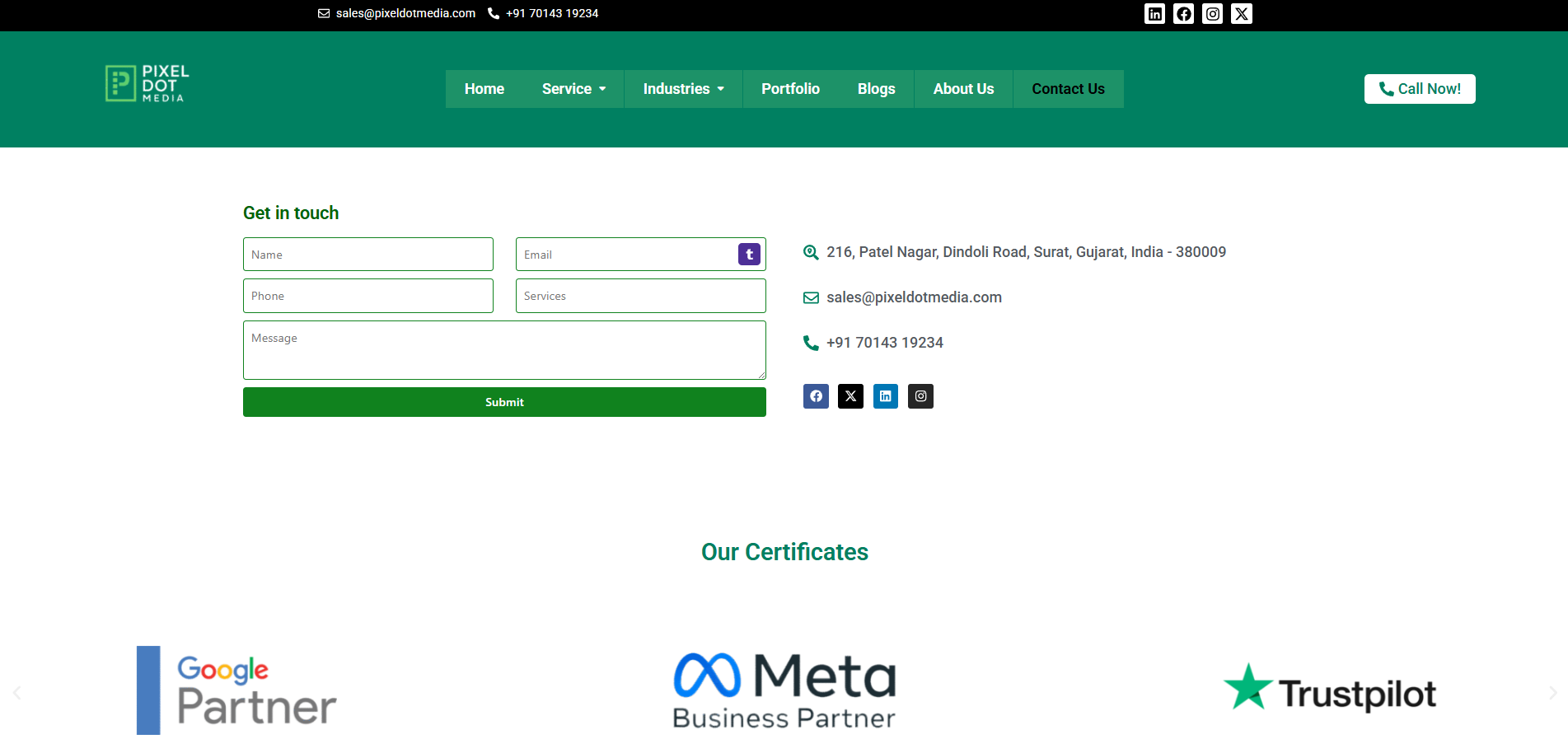 pixeldot media - contact us